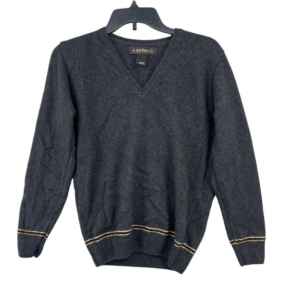 Harry Potter Wizarding World V-Neck Sweater S Gray Scottish Wool Dark Academia